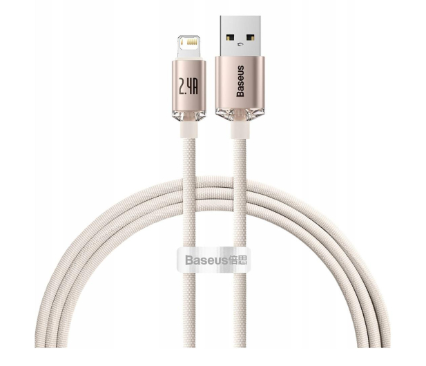 Baseus Kabel Lightning - USB-A Crystal Shine 2.4A 1.2m (różowy) - 1245563 - zdjęcie